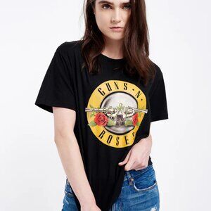 Guns N' Roses Women's Black Graphic Band T-Shirt Size Medium 100% Cotton